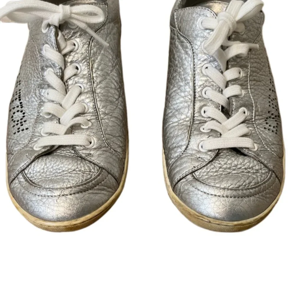 Louis Vuitton Silver leather low trainers, size 9 - Picture 7 of 13
